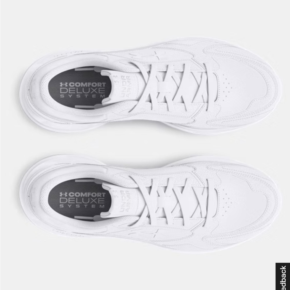 Extra wide!! 4E Under Armour Edge Lthr white Athletic Sneakers - Picture 3 of 14